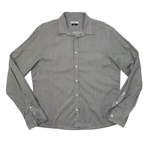 Versace Shirt Mens 17.5 Trend Collection Black White Striped Button Up Dress